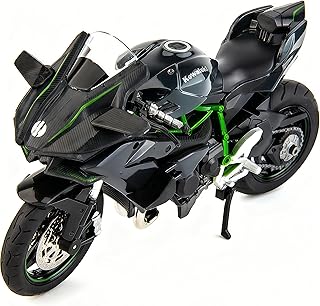 Compatible for 1:12 Kawasaki Ninja H2R DieCast Model, Suspension and Free Roller, Toy Car, Motorcycle Collection, Gift Black