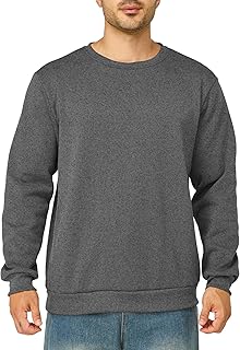 Mens Crewneck Sweatshirts Casual Fleece Pullover Sweatshirt Long Sleeve Basic Sweat Shirts