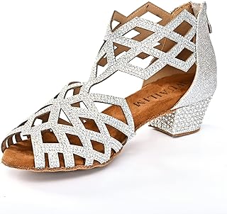 Women's Ballroom Rhinestone Dance Shoes, Latin Salsa Bachata Practice Performance Dancer Shoes