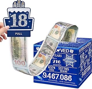18 Happy Birthday Money Box for Cash Gift, 18th Birthday Decorations for Boys and Girls, Gifts for 18 Year Old Boy, Boy Gift Ideas, Cool Things for Teen -Blue with 100PCS Bags