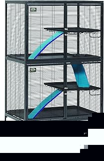 Critter Nation by MidWest Homes for Pets Double Unit Small Animal Cage, Habitat for Rats, Chinchillas, Ferrets, Sugar Gliders, Tool-Free Assembly, with Full-Width Doors, Shelves & Removable Base Pans