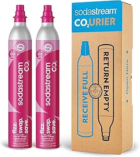 SodaStream CO2 Gas Refill Pack - 2 Cylinders, Pink CQC System - Use box to return your empty cylinders and earn an Amazon.com Gift Card - Compatible with Terra, ART, E-Terra, Aqua Fizz and others
