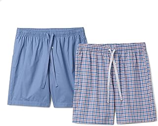 Men's Lounge Sleepwear Pajama Bottom Shorts, Cotton Stretch Poplin