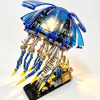 Jellyfish Building Set, Mechanical Jellyfish Blocks for Age 8+, Bionic Ocean Animals with LED Light, Movable Linkage Gears and Tentacles, Desk Decor, Creative Gifts, (1146PCS)