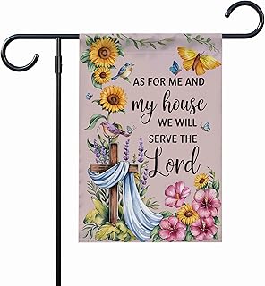 As For Me & My House We Will Serve The Lord Garden Flag - Religious Cross Flag - Housewarming Gifts - Blessing Gifts - Outdoor Decoration And Garden Terraces - Outdoor Yard Banner 12X18 Inch