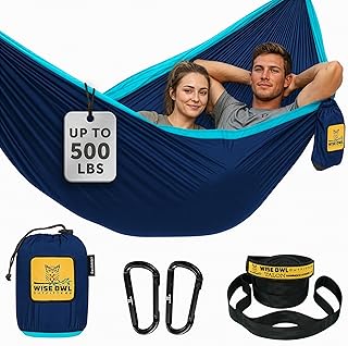 Wise Owl Outfitters Camping Hammock – 500lbs Portable Hammock with Tree Straps - Travel, Backpacking, Hiking, Outdoors Camping Gear - Single or Double