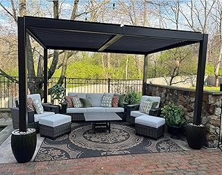 PURPLE LEAF 10' x 12' Louvered Pergola Outdoor Adjustable Louvre Shade Modern Patio Aluminum Pergola with Retractable Roof for Deck Backyard Garden Hardtop Gazebo, Bronze
