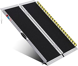 WHALEMOTOR Portable Wheelchair Ramp 4FT, Anti-Slip Aluminum Folding Portable Ramp, Wheelchair Ramps for Home, Weight Capacity Up to 800 LBS, with Transition Plates Above and Below, Loading Dock Plates