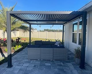 PURPLE LEAF Louvered Pergola 10' x 12' Aluminum Outdoor Pergola with Adjustable Louvers Roof and Integrated Drainage System 70 Mph High Wind Resistant Small Pergolas for Patio Deck Porch Yard