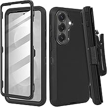 Compatible for Samsung S26 Rugged Case with Belt Clip Holster & Built-in Screen Protector, Heavy-Duty Full-Body Shockproof Cover, Military-Grade Protective Phone Case (Black)