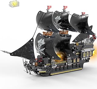 Black Pearl Pirate Ship Building Set with Lights(2517PCS) Model Boat Kit, Collectible Sailboat Construction Toy for Adults Teens 14+, Home Office Decor Gift Compatible with Lego
