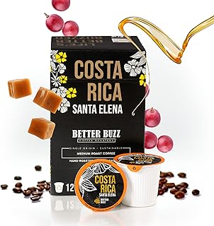 Costa Rica Medium Roast Coffee Pods 12ct., California Solar Energy Produced Recyclable Coffee Pods, Small Batch Roasted Single Origin Coffee, K-Cup Compatible, Life's Better Buzzed