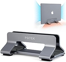 Aluminum Vertical Laptop Stand Dock Holder, Adjustable Slot Width 12-42mm, Space-Saving Upright Storage for MacBook and Laptops