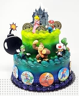 Mario Brothers Birthday Cake Topper Set Featuring Mario and Friends