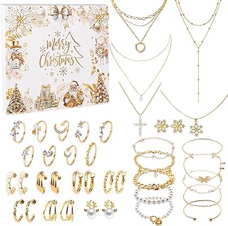 Jewelry Advent Calendar 2025 for Women - 24 Days Advent Calendar 2025 Adult Women, Christmas Surprise Gifts Set with Earrings,Necklace,Bracelet and Ring - 32pcs