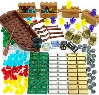 Money Treasure Chest Bank Pirate Ships, Friends City Accessories Building Block, Maps Dollar Jewel Gems Diamonds Gold Bar Coins Bricks Pieces, Crystals Bill Cash Parts Sets