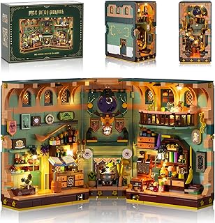 Enchanted Potion Booknook Building Set with Light, DIY Bookend Building Block Kit for Home Decor Bookshelf, 990 PCS Miniature Book Nook House Brick Model for Adults Kids Boys Girls Age 8-12+
