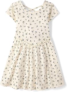 Girls' Plaid Stretch Jacquard Short Sleeve Dress