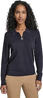 Women's Solid Long Sleeve Polo 1/4 Zip Sweater