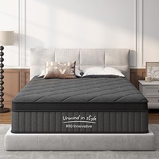 Mattress Queen Size 8 Inch, Mattress with Gel Memory Foam and Pocket Springs, Euro Top Medium Firm, Black
