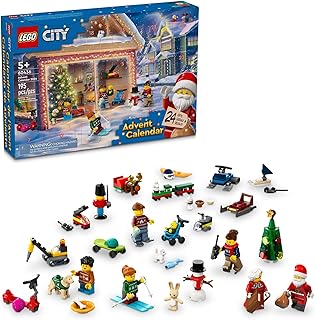 City 2024 Advent Calendar, Holiday Countdown Gift for Ages 5 and Up, 24 Surprises for Kids, Fun Miniature Christmas Figures with Festive Sweaters, Santa and Mrs. Claus Minifigures, 60436