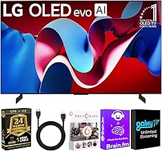OLED65C4PUA OLED C4 65 Inch HDR 4K Smart OLED TV 144 HZ Refresh Rate + UAX 4K HDMI 2.0 Cable + CPS 24 Months Protection and Streaming Bundle with Alexa (65 INCH)