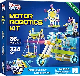 JOVA Klever Kits 36-in-1 Motor Robotic Kits, Make Your Own Kids Craft Kits Educational STEM Toys for Ages 8-13 Boys and Girls, Science Gifts for 8 Years Old