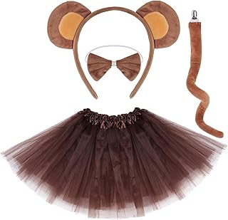 Monkey Costume Set Monkey Ears Headband Tail Bowtie Tutu-Halloween, Dress Up, Cosplay Accessory Kit