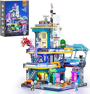 Cyberpunk Mansion Lighting Building-Bricks Set - 2524 Pcs Future City Modular Buildings Set Display Idea for Adults and Sci-fi Lovers