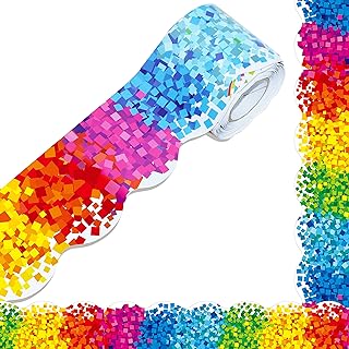 60 Feet Bulletin Board Borders, Confetti Scalloped Rolled Border Trim for School, Classroom & Offices