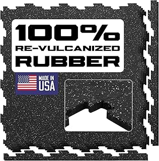 Interlocking Rubber Floor Tiles 12MM – Heavy Duty 100% Rubber Gym Flooring for Home Gym, Garage, Workout Room, Equipment Mats, Indoor/Outdoor Mats, Gray Fleck 4-Pack 22.5"x22.5"