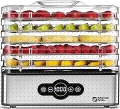 Magic Mill Food Dehydrator Machine | 5 Stackable Stainless Steel Trays, 48H Digital Adjustable Timer & Temperature Control Upto 167° Electric Dryer & Preserver for Jerky, Fruit, Dog Treats & Much More