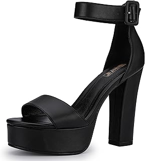 IN5 Sabrina Platform Block Chunky High Heels Ankle Strap Heeled Sandals Sexy Wedding Party Dress Shoes for Women Open Toe Heels