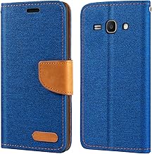 Oxford Fabric Leather Flip Wallet Case Compatible with Samsung Galaxy Star Advance, Durable Protective Magnetic Cover with Card Slots and Kickstand(Blue)
