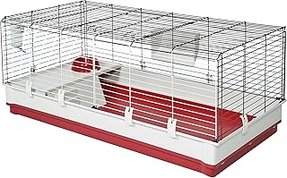 Midwest Homes for Pets Deluxe Rabbit & Guinea Pig Cage, X-Large, White & Red