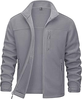 Men's Winter Zip Up Polar Fleece Jacket Athletic Tactical Hiking Outdoor Jackets with 3 Pockets