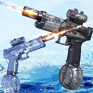 2 Pack Electric Water Guns with Light Up,Full Automatic Electric Squirt Gun 28-32 FT Range Water Pistol Blaster Soaker,Summer Outdoor Pool,Water Toy for Adult&Kid