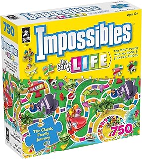 BePuzzled, Hasbro Impossibles Puzzle Featuring Imagery from The Classic Game of Life, a 750 Piece Borderless Puzzle for Advanced Puzzlers Ages 15 and Up