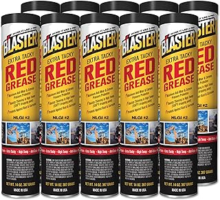 B'laster Extra Tacky Red Grease for Superior High Temerature and Pressure Applications with Superior Wear Protection, 14 Ounces, Pack of 10