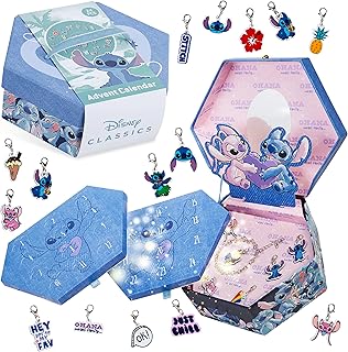 Stitch Jewelry Advent Calendar 2025 for Girls, 24-Day Countdown with 23 Charms, 1 Bracelet, Christmas Surprise Calendar, Gifts for Girls (Stitch Jewellery)