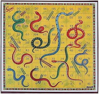 Classic Snakes and Ladders Board Game – Foldable Family Board Game with Dice & Pawns, Retro Educational Toy for Kids & Adults, Travel Portable Game Set for 2-4 Players Ages 3+