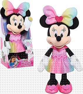 Disney Junior Minnie Mouse Sparkle and Sing Minnie Mouse, Large 13 Inch Feature Plush with Lights and Sounds, Kids Toys for Ages 3 Up by Just Play