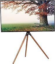 Artistic Easel 45 to 65 inch LED LCD Screen, Studio TV Display Stand, Adjustable TV Mount with Swivel and Tripod Base, Black Bracket, Dark Walnut Legs, STAND-TV65A