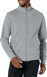 Men's Fleece Zip Up Mock Neck Sweatshirt, Midweight, Regular Fit