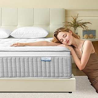 Queen Mattress, 14 Inch Memory Foam Hybrid Mattress in a Box with Pocket Springs for Motion Isolation, Pressure Relief, Medium Firm, CertiPUR-US