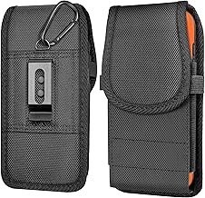 DeBin Nylon Holster for Samsung Galaxy S26+Plus S25+ S24+ S23+ S22+ S21+, S25 FE S24 FE S23 FE S21 FE, [Magnetic Closure] Cell Phone Belt Holder Case with Clip, ID Card Slot Pouch Cover, Black