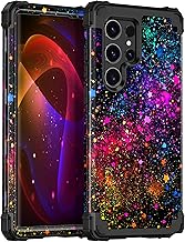 Compatible with Galaxy S23 Ultra 5G Case,Three Layer Heavy Duty Sturdy Shockproof Full Protection Rugged Hard PC+Soft TPU Bumper Case for Samsung Galaxy S23 Ultra 6.8 inch,Colorful Sky