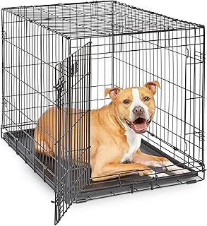 MidWest Homes for Pets 36-Inch iCrate for Medium-Large Breeds, 41-70 lbs, Single Door Folding Dog Crate with Divider Panel, Leak-Proof Tray & Secure Latches, Portable, Durable & Easy to Assemble