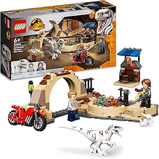 76945 Jurassic World Atrociraptor: Motorcycle Chase, Set of 3 Dinosaur Figures and Toy Motorcycle for Children from 6 Years
