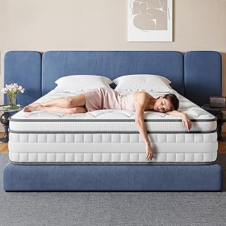 Queen Size Mattress, 12 Inch Hybrid Queen Mattress in a Box, Memory Foam and Zoned Support Spring for Pressure Relief & Motion Isolation, Fiberglass Free, Medium Firm, CertiPUR-US Certified